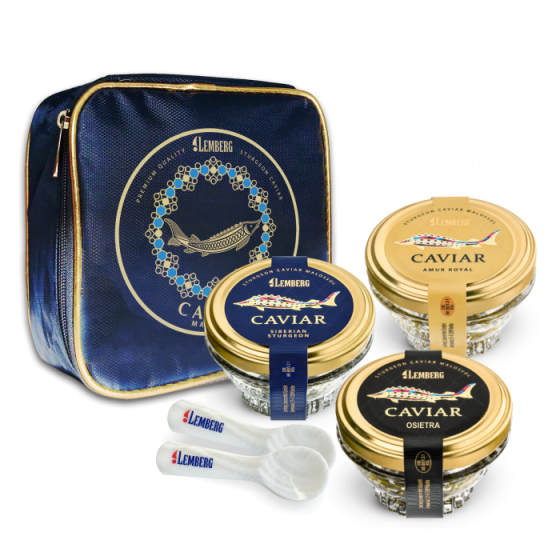 Set steurkaviaar, in een Lemberg koeltas, 3 x 50 g