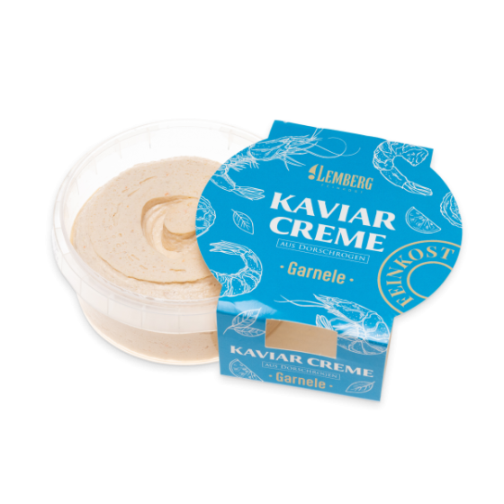 Kaviaarcrème van kabeljauwkuit met garnalen, 150 g