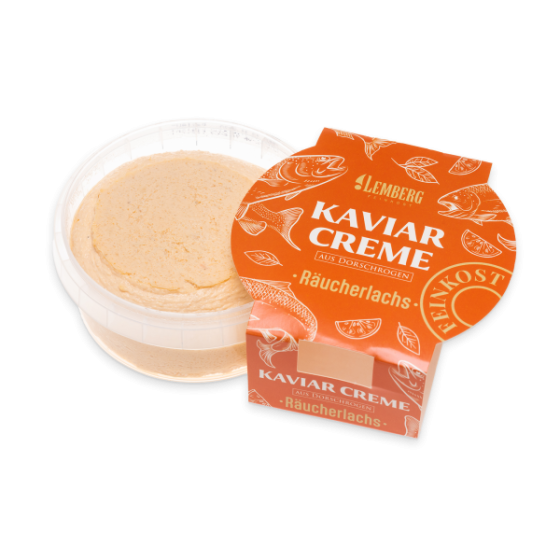 Kaviaarcrème van kabeljauwkuit met gerookte zalm, 150 g