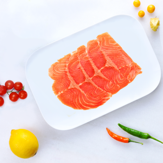 Noorse zalm, koudgerookt, in plakjes, 100 g